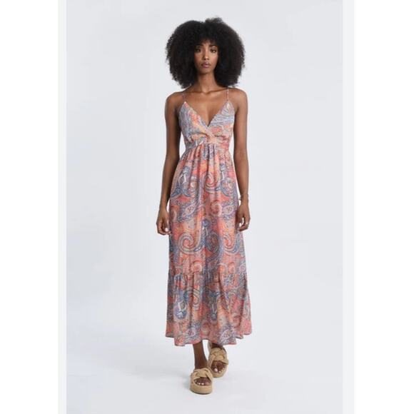 Molly Bracken Printed Long Dress in Pink Isabelle Size XS - Picture 1 of 14